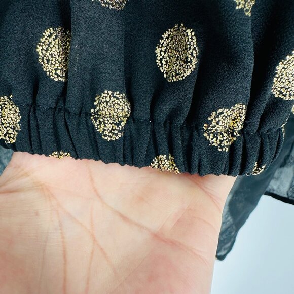 Show Me Your Mumu Cosmic Polka Dot Black Gold Long Bell Sleeve Mackenzie Top S - Picture 6 of 10